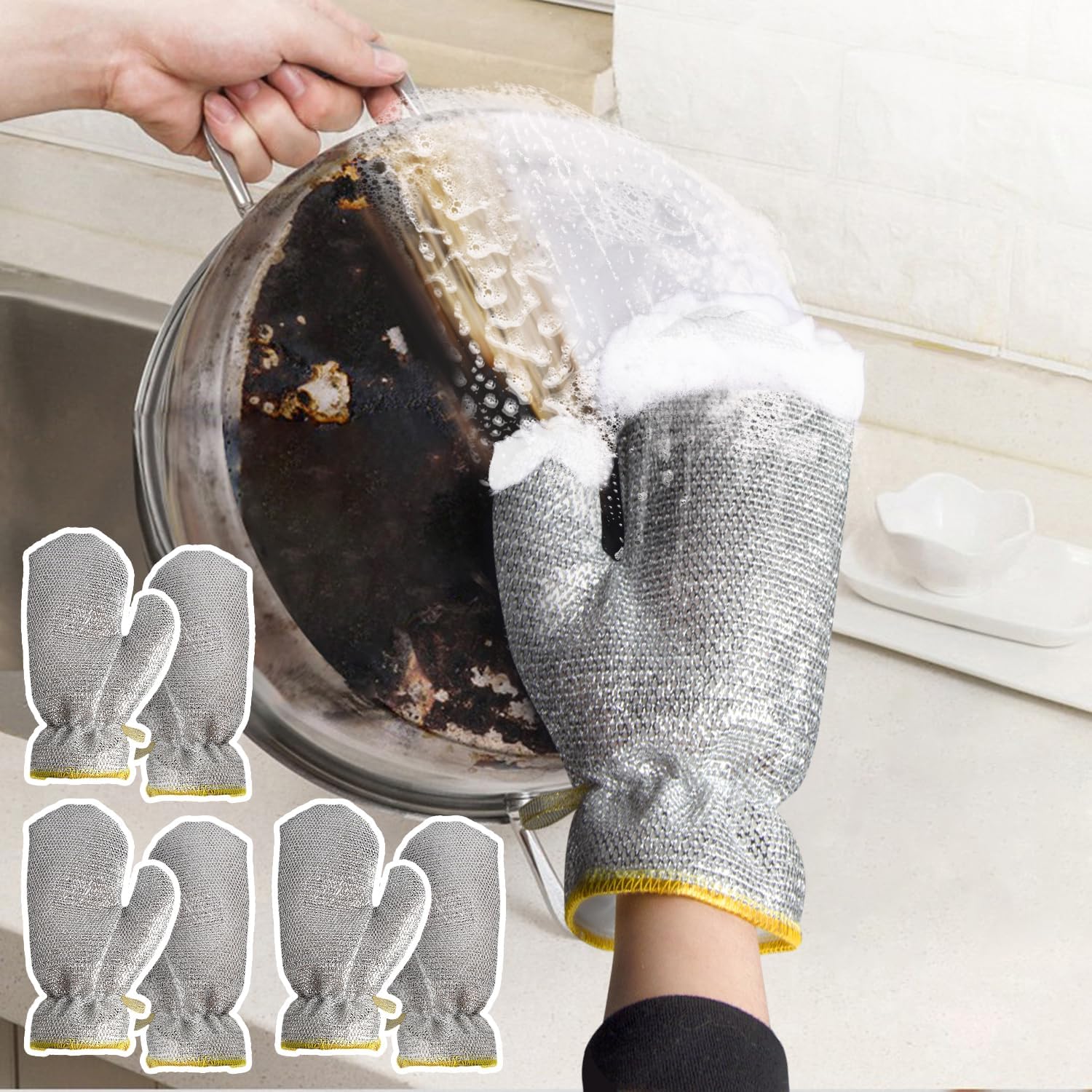 🧤 Steel Wire Cleaning Glove Pair (Pack of 2) – Tough on Dirt, Gentle on Hands 💪✨
