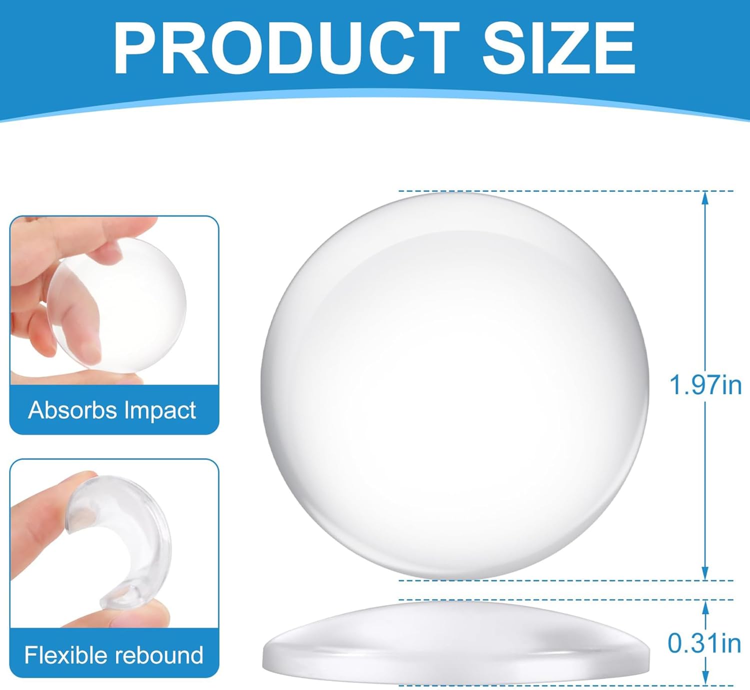 Self-Adhesive Silicone Door Handle Wall Protector (Pack of 6) – Shock Absorbing Bumper Pads for Walls, Furniture & Appliances