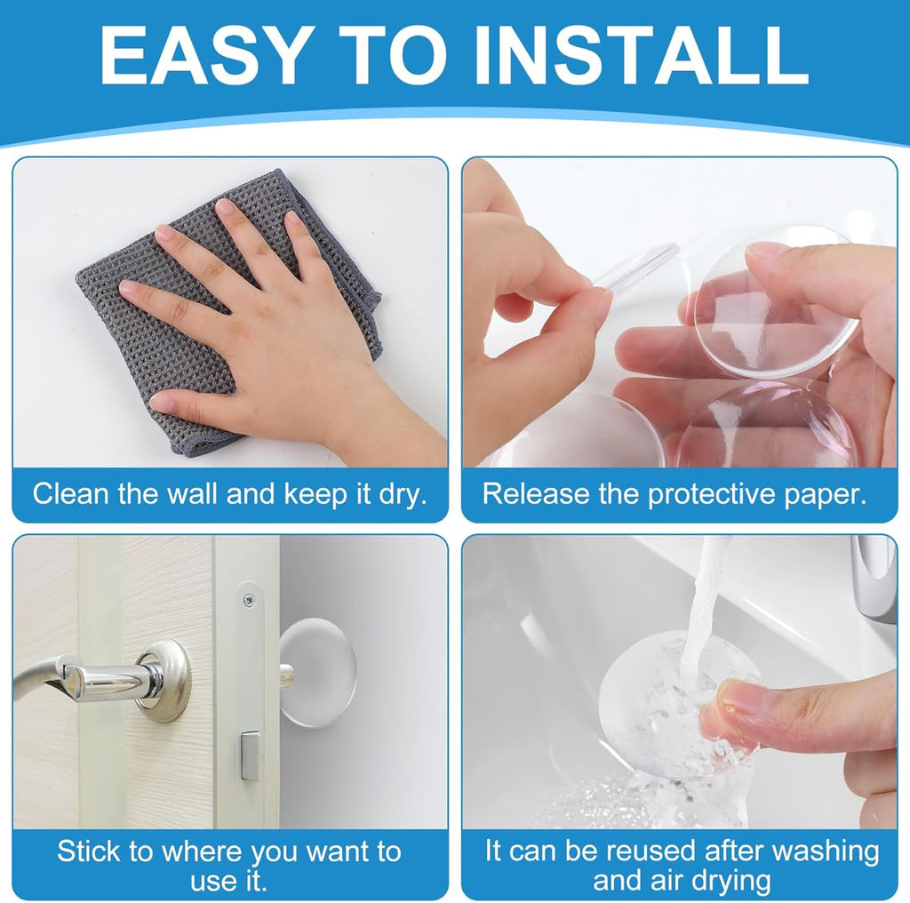 Self-Adhesive Silicone Door Handle Wall Protector (Pack of 6) – Shock Absorbing Bumper Pads for Walls, Furniture & Appliances