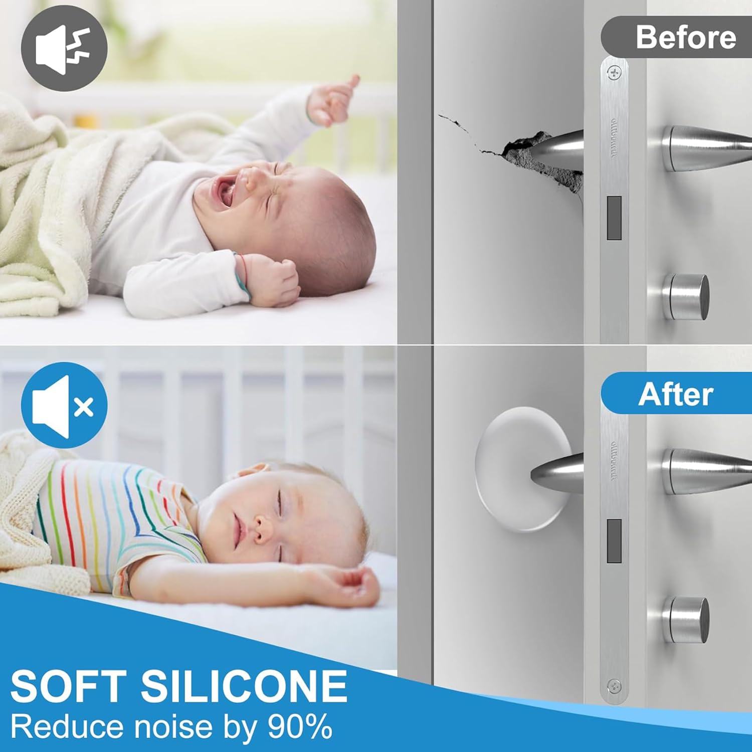 Self-Adhesive Silicone Door Handle Wall Protector (Pack of 6) – Shock Absorbing Bumper Pads for Walls, Furniture & Appliances