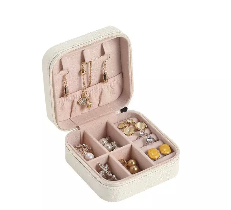 Mini Portable Leather Square Jewellery/Cosmetic Box